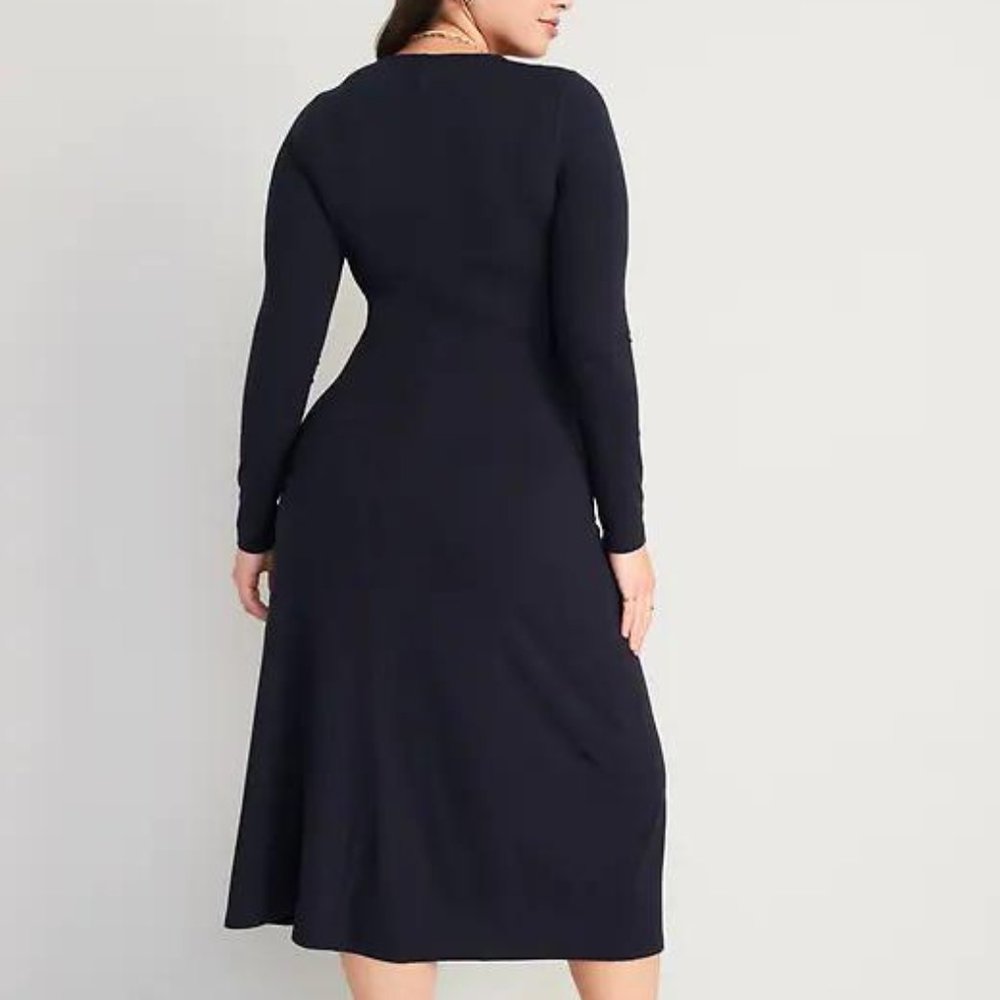 Old Navy Fit & Flare Twist-Front Cutout Midi Dress for Women New - Picture 5 of 7